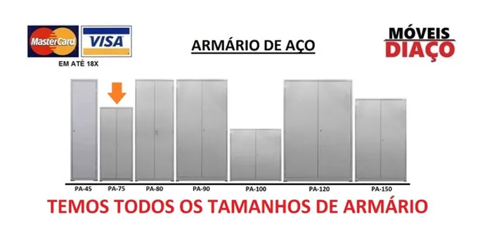 Armário de Aço PA-75, Todos os tamanhos, Atacado e Varejo