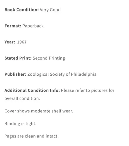 Philadelphia zoo animal book 1967