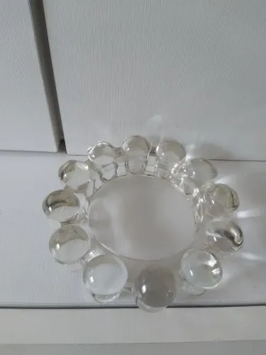 Base de pé de piano círculo com bolas, vidro