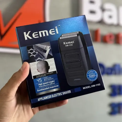 Barbeador Shaver Profissional Kemei 1102 para barbearia - Preto 110 V/220V