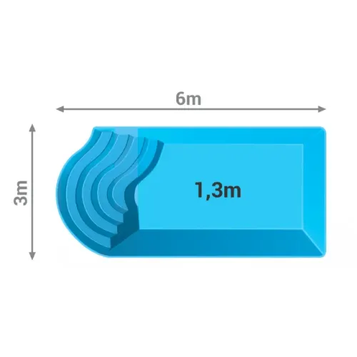 Piscina 6 metros com escada azul nova de fibra preço de fábrica
