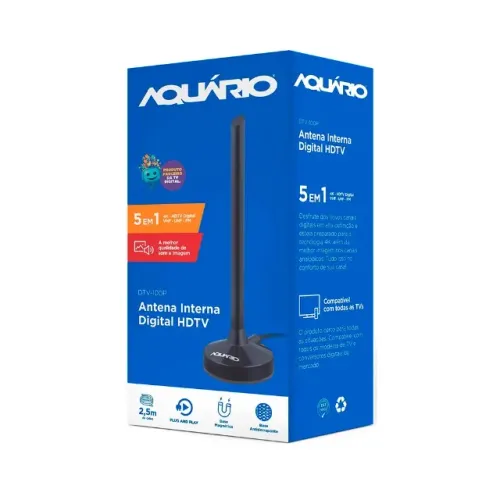 Antena Interna Aquário Dtv-100P P/ TV Digital - AC2419