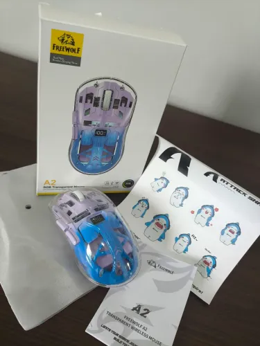 Loja Mundo - FreeWolf A2S Attack Shark Mouse Gamer com Sensor PAW3212 e sensor de bateria