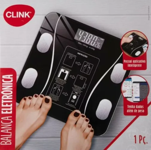 Balança Corporal Bioimpedância Profissional Bluetooth até 180kg + pilhas de brinde