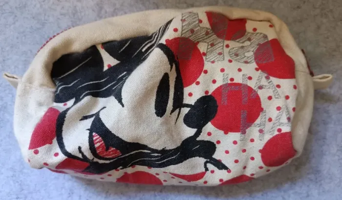 Necessaire de Tecido de Algodão Cru com Estampa do Mickey Mouse
