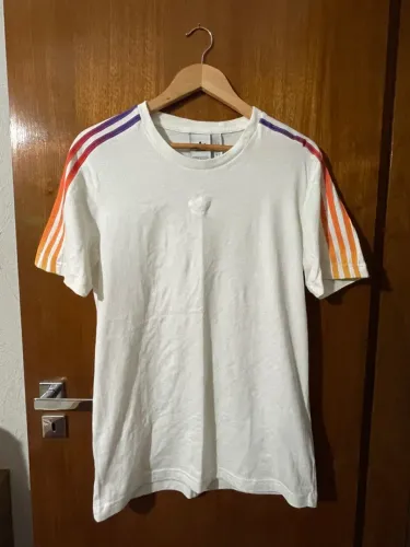 Adidas Originals SPRT Camisa Tee Shirt 3 Stripes/Listras Branca Multicolorida