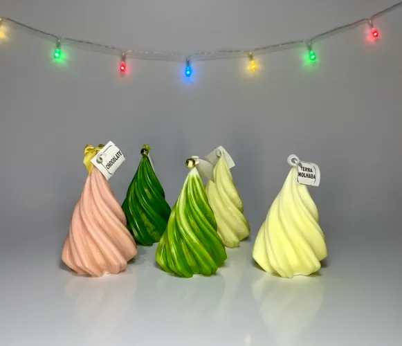 Vela espiral wave funil decorariva aromática artesanal natalina