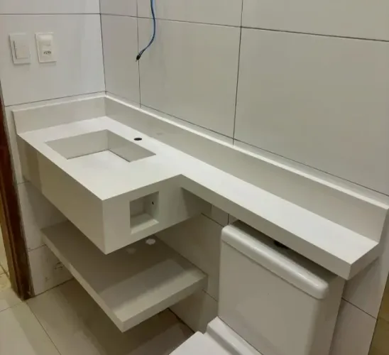 Pia esculpida em porcelanato 