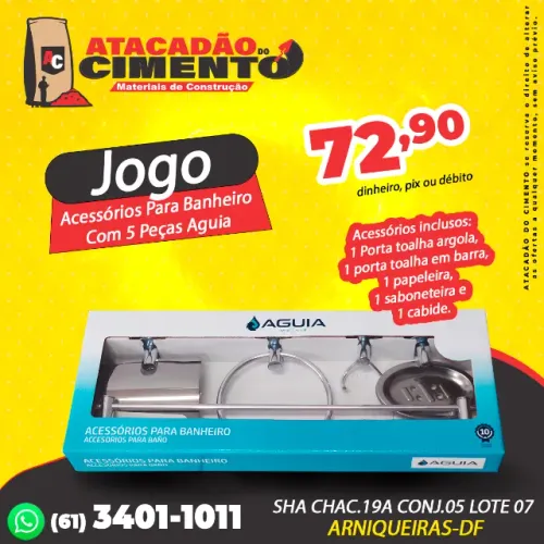 Kit Acessórios para Banheiro LE 6600 5 Peças Cromado Águia Metais