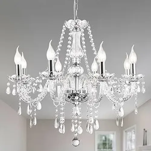 Lustre de Cristal K9 Transparente 8L Chandelie NOVO!