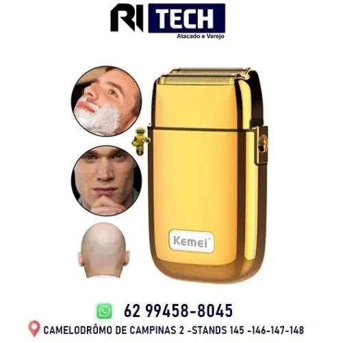 Barbeador Eletrico Finalizador Ultra Poderoso Sistema Shaver Serie Ouro Kemei TX1