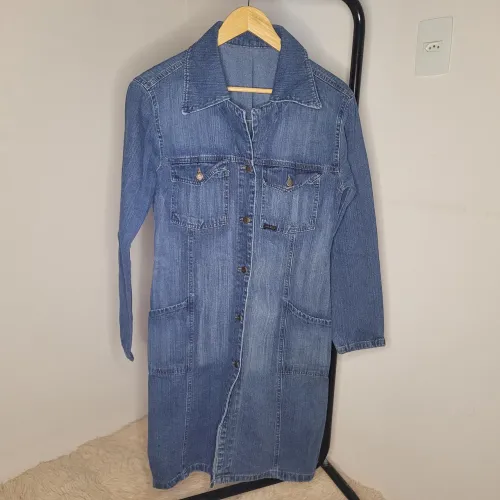 Jaqueta sobretudo feminino jeans - tamanho P