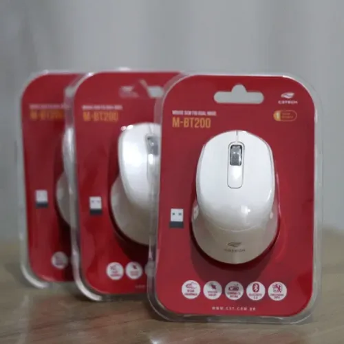 Mouse Bluetooth + receptor nano sem fio botões silenciosos m-bt200wh c3tech