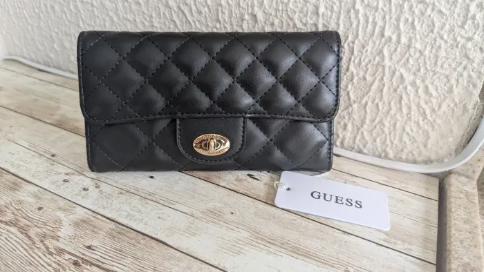 Carteira preta Guess Original nova