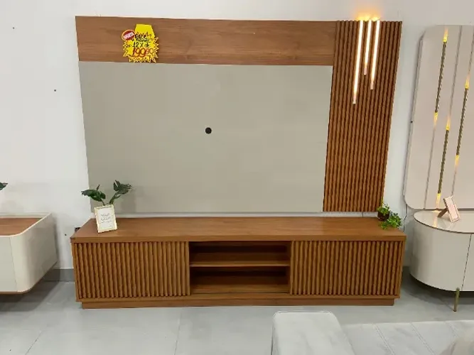 Rack + Painel com LED e Lateral Ripada - Design Sofisticado por 12x de R$ 199,90!