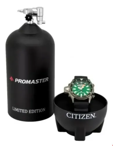 Relógio citizen aqualand jp2007 17x verde novo com cilindro