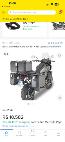 Baú lateral suporte bag givi 