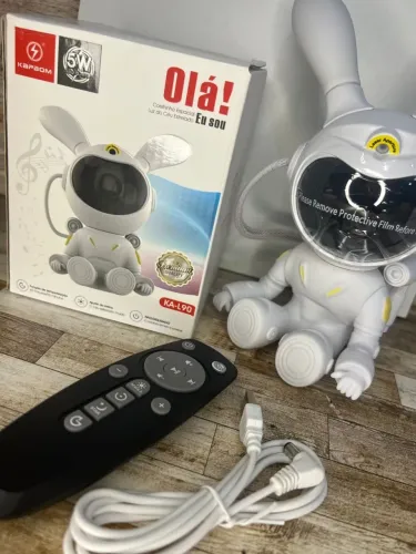 Projetor Estrelas Astronauta Coelhinho Luz Noturna