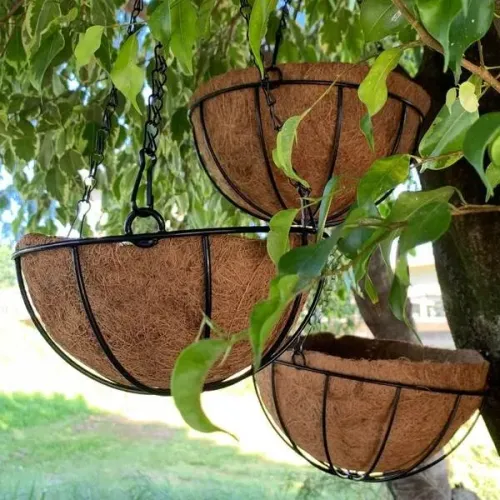 Vasos de Fibra de Coco com Correntes para Plantas 40cm.