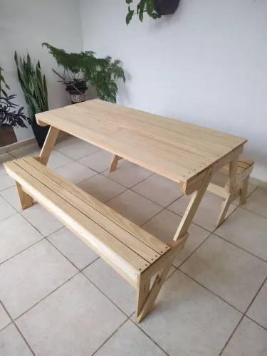 Banco vira mesa 6 lugares