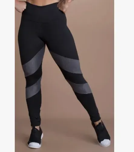 Calça Legging Cintura Alta Feminina Detalhe Perna Academia Fitness Treino z1384
