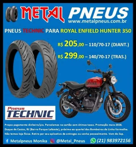 Pneu Moto Technic Royal Enfield Hunter 350 - Novos Com garantia