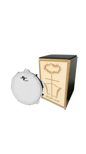 Kit Cajon Acústico Jaguar Incli. Profissional Cor 030 + Pandeiro Sambrasil preto - ESCOLAR