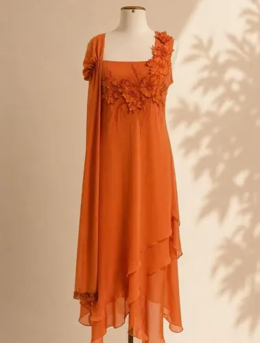Vestido vintage midi G laranja