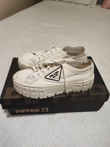 Tênis Prada Original Double Wheel Nylon Branco ,N°37
