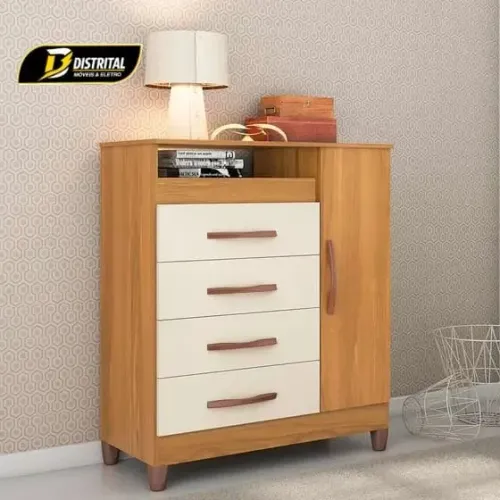 Cômoda Turquesa 1 Porta 4 Gavetas Novo