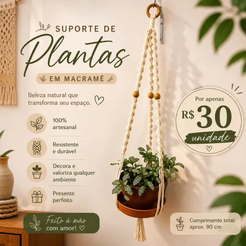 Suporte de plantas em Macramê