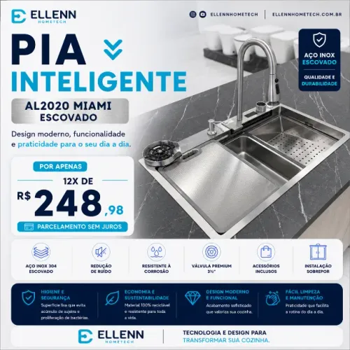 Pia de Cozinha Gourmet Multifuncional