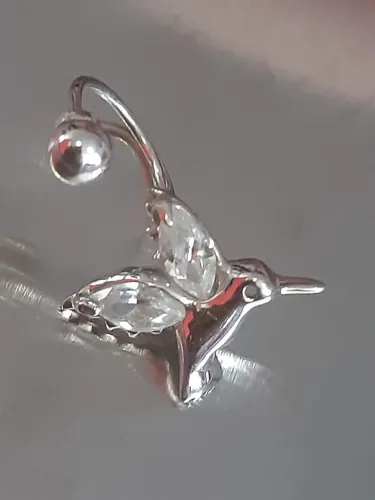 Piercing beija-flor ouro branco 18k 750 0,9g