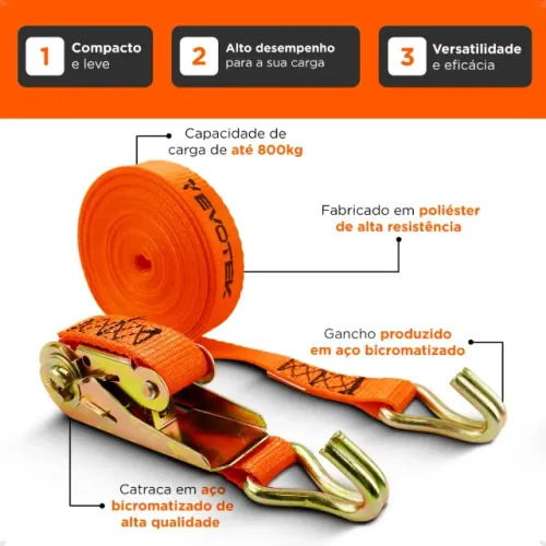 Cinta Catraca Amarração Carga 800kg 4,6 Metros