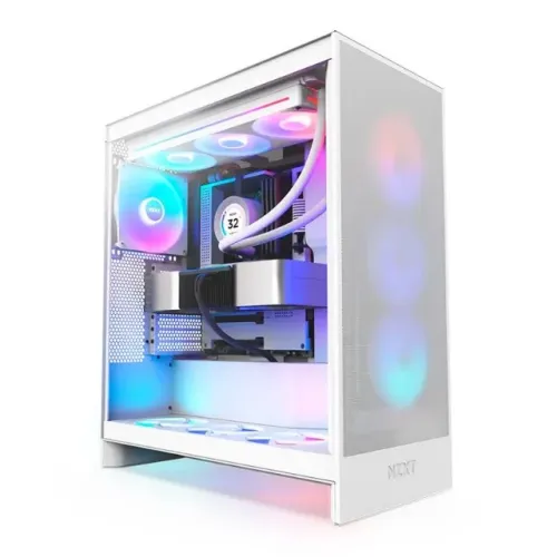 Gabinete Gamer NZXT H7 Flow, RGB, Mid-Tower, Lateral de Vidro, Com 3 Fans, Branco, CM-H72F