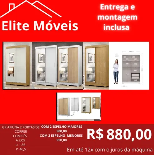 COM A MONTAGEM E A ENTREGA GUARDA ROUPA NOVO NA CAIXA COM GARANTIA DE FABRICA.