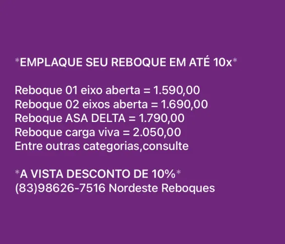 10x EMPLACAMENTO DE REBOQUES