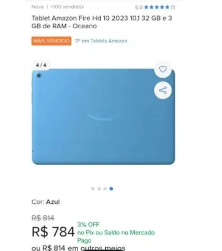 Tablet Amazon Fire HD 10 2023 32 GB e 3 GB de RAM* *Pra sair hoje $400*<br>R$ 400,00