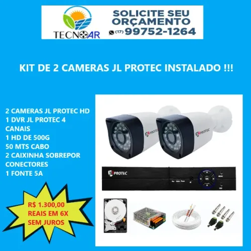 kit Câmeras de segurança JL PROTEC já instalada em até 12x