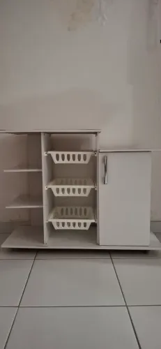 ?Armário Fruteira Mdf Branco Para Cozinha / Lavanderia