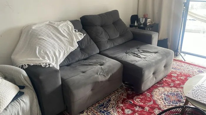 Sofá Linoforte Bonno Retrátil/Reclinável Cinza