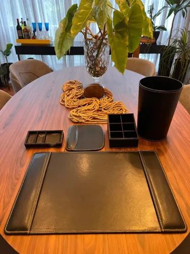 Kit Organizador de Escritório em Couro
