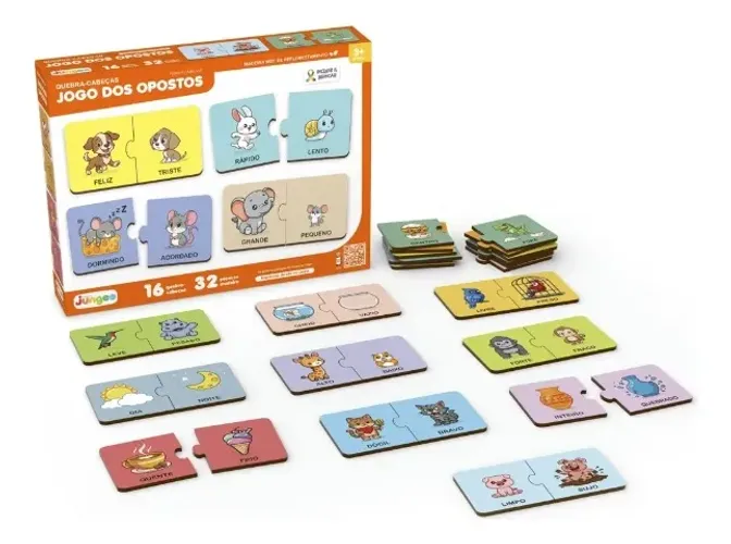 Quebra-cabeça Junges 32 Peças Jogo Dos Opostos