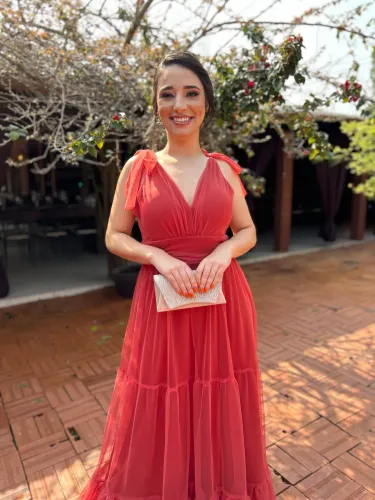 Vestido de festa terracota