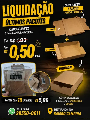 Embalagem Papel Doces (Caixa Gaveta)