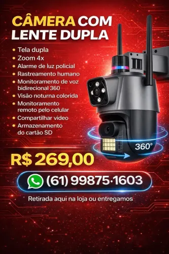 Câmera com lente dupla 360 por apenas R$269,00