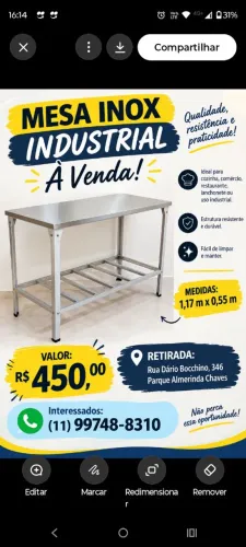 Mesa Inox Industrial