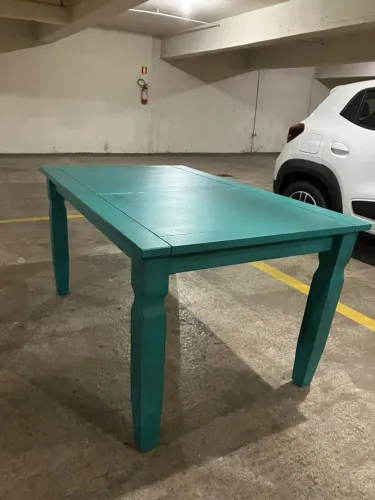 Mesa de jantar de madeira de demolição 6 lugares - Azul