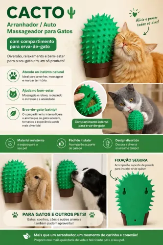 CACTO MASSAGEADOR MÁGICO DE GATOS & Pets