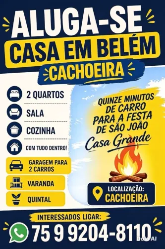 ALUGA-SE CASA  PARA SÃO JOÃO- CACHOEIRA BAHIA